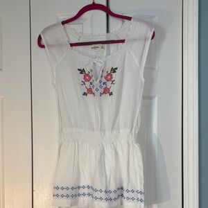 Abercrombie Kids M White Embroidered Sleeveless Peasant Dress Lined